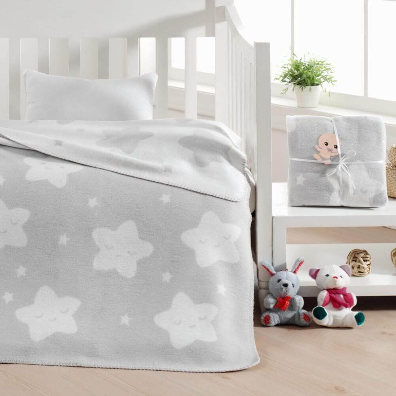 Star Baby Blanket - Grey