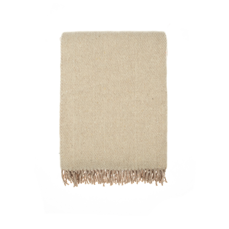 Beige wool blend throw blanket perfect for winter nights