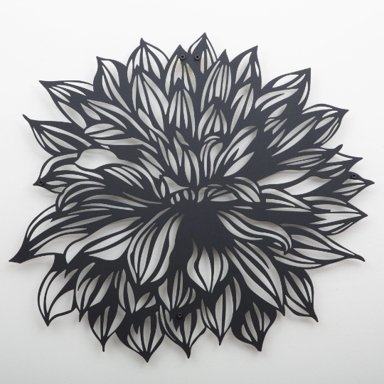 Art mural en métal fleur de dahlia