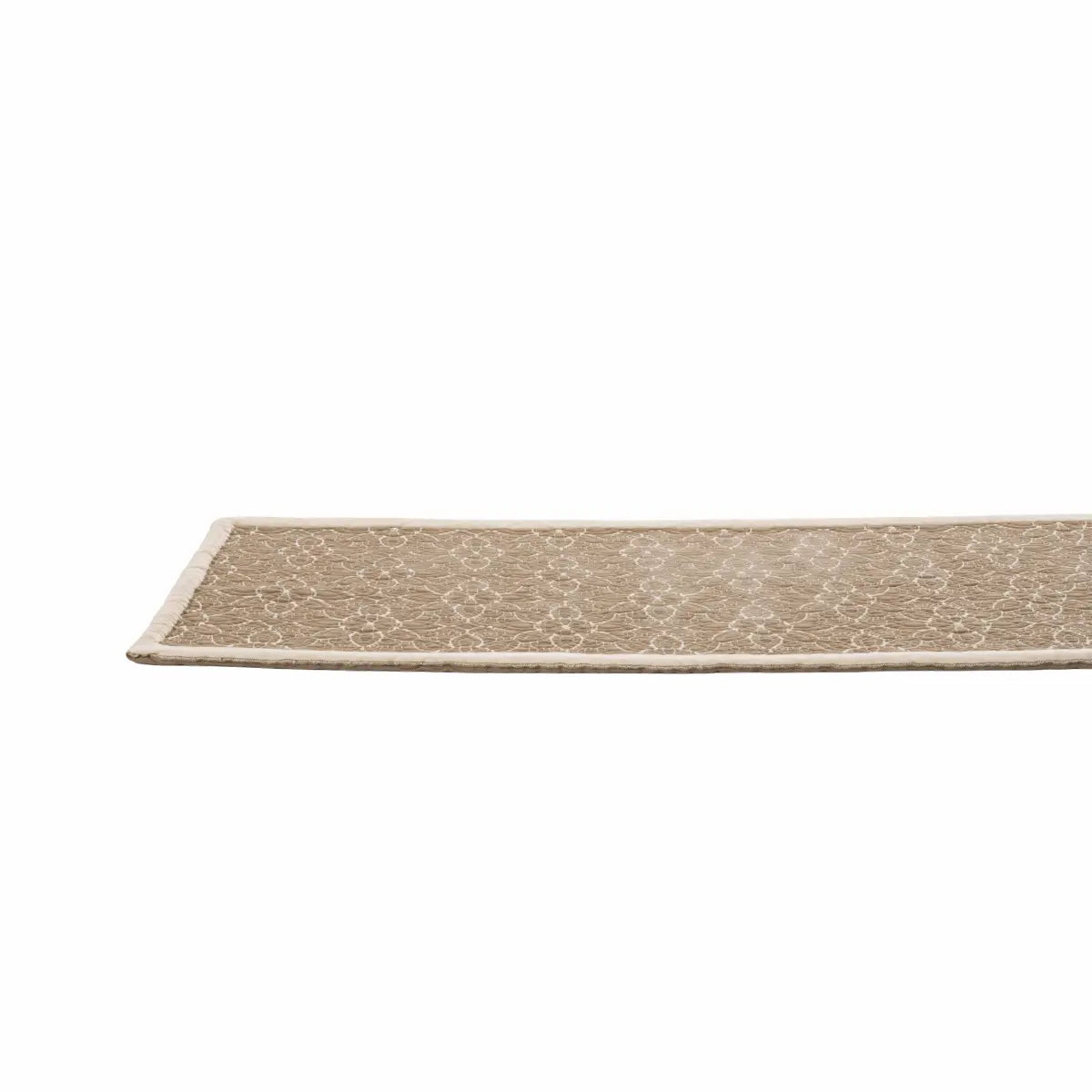 Beige yoga mat on a white background