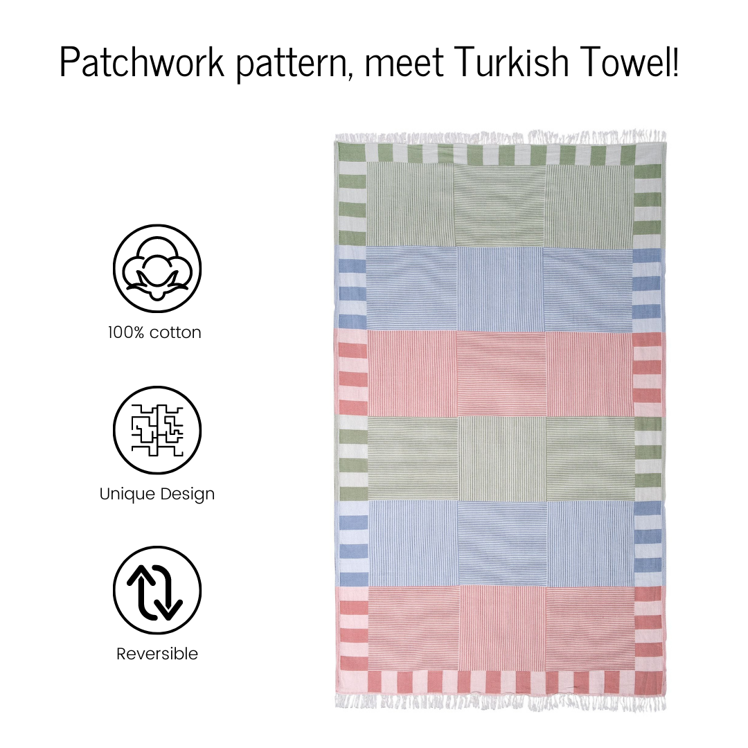 Serviette turque | Patchwork | Carrelage &amp; Vert &amp; Turquoise