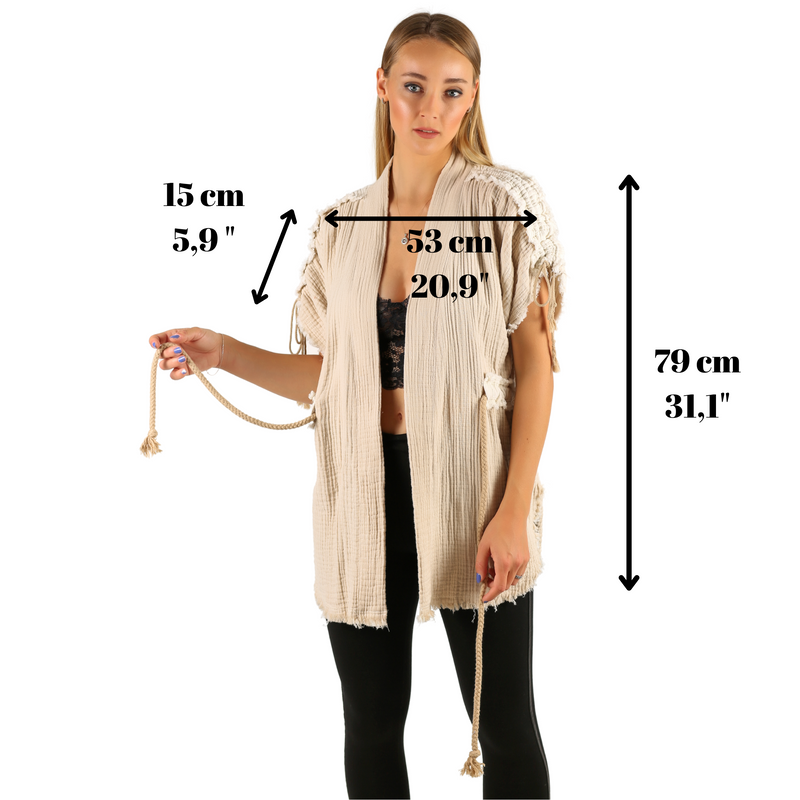 Short Oversized Vest, Kimono Cardigan