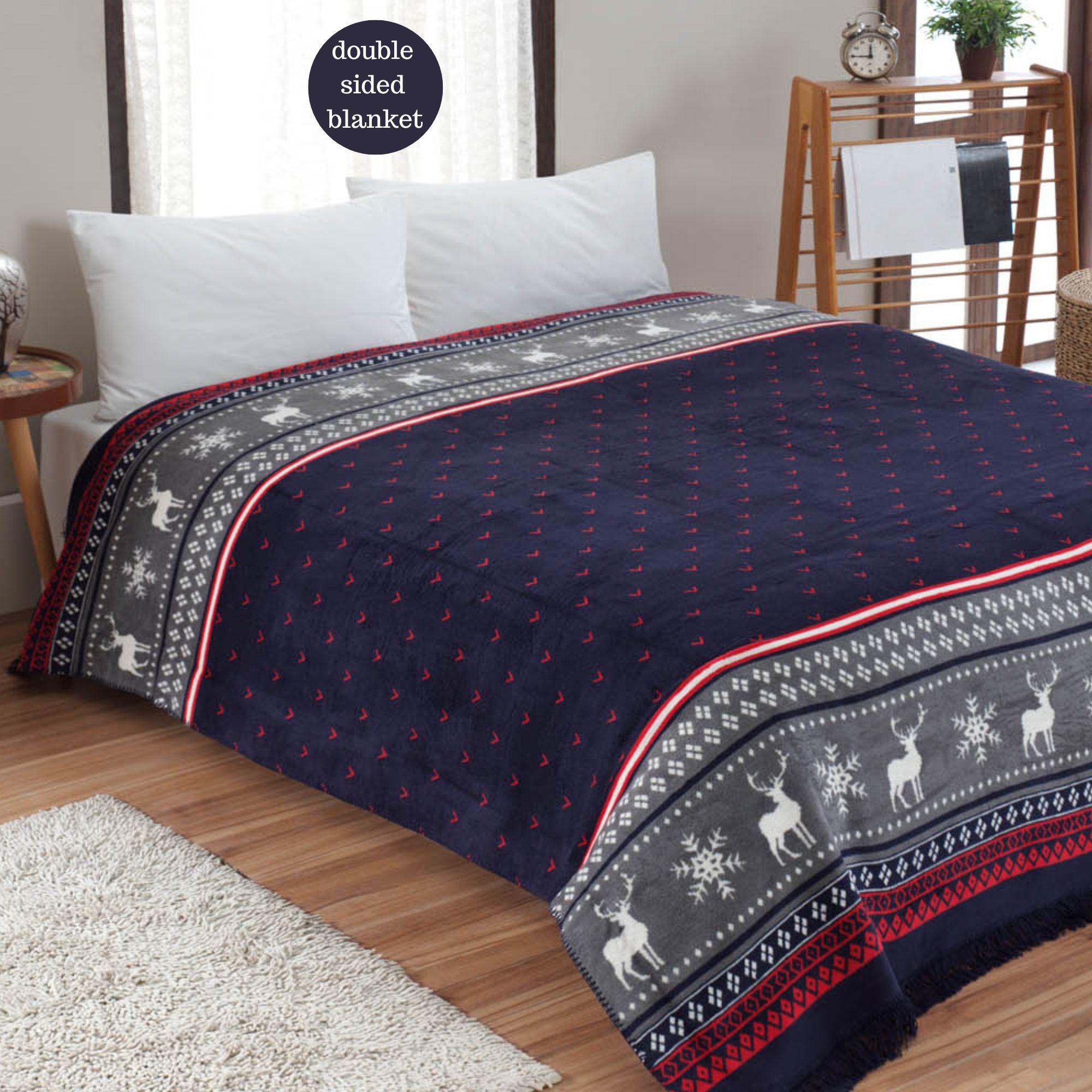 Christmas & New Year Theme Throw Blanket , 170x100 cm , Soft Warm Fluffy , TV Sofa Couch