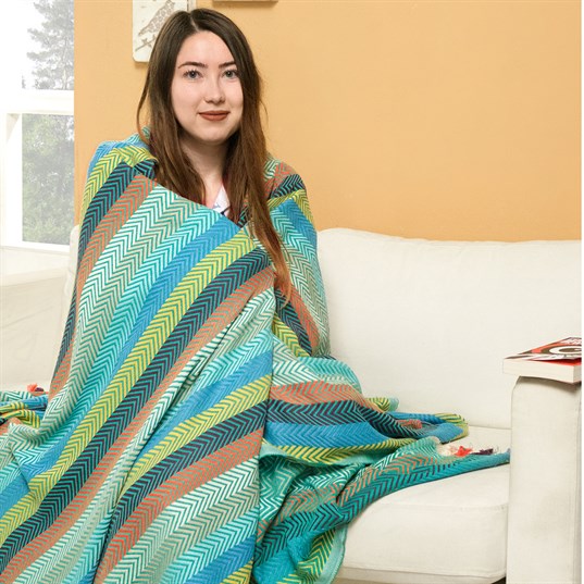 TRIMITA Original Colourful 100% Turkish Cotton Bedspread, Throw Blanket for Couch and Sofa, Extra Large 79"x86", Lightweight and Super Soft