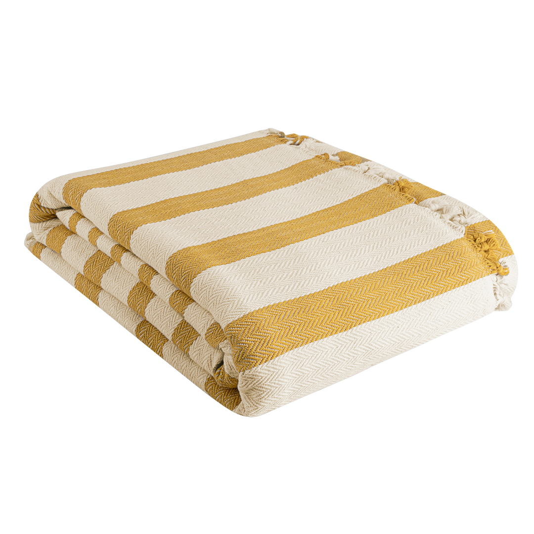 Throw Blanket SEVDA - Striped 100% Turkish Cotton