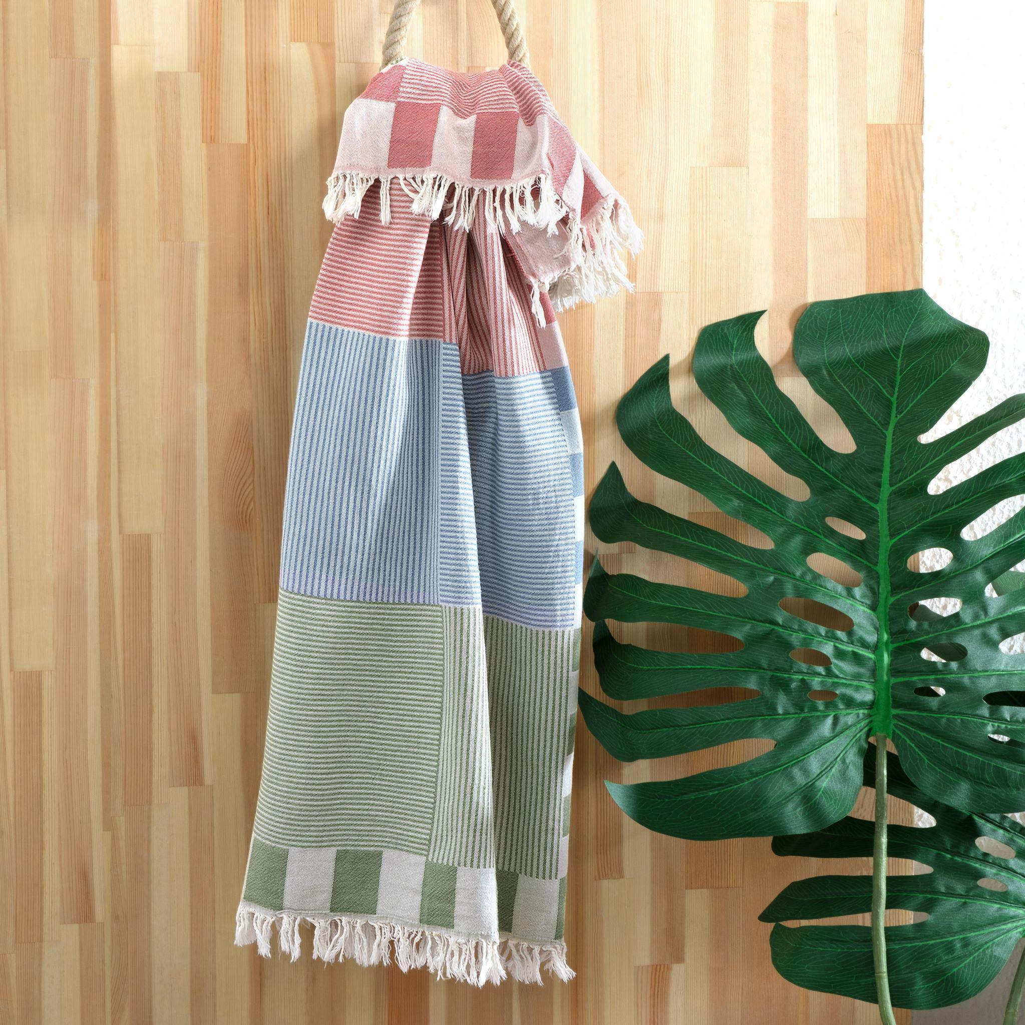 Turkish Towel-Hammam Towel-Patchwork-Green | Trimita